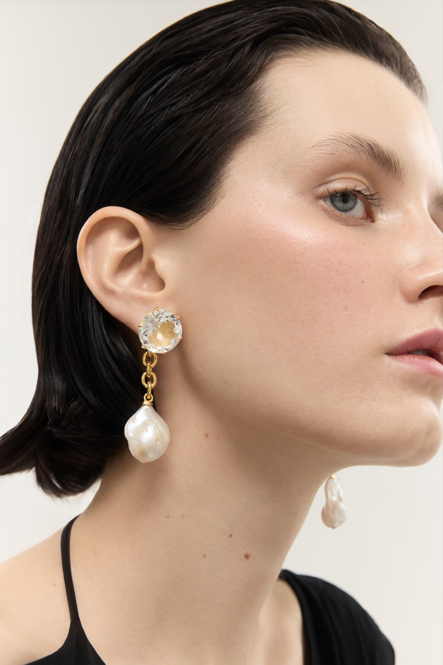 Lola Modular Pearl and Crystal Earrings - Gold