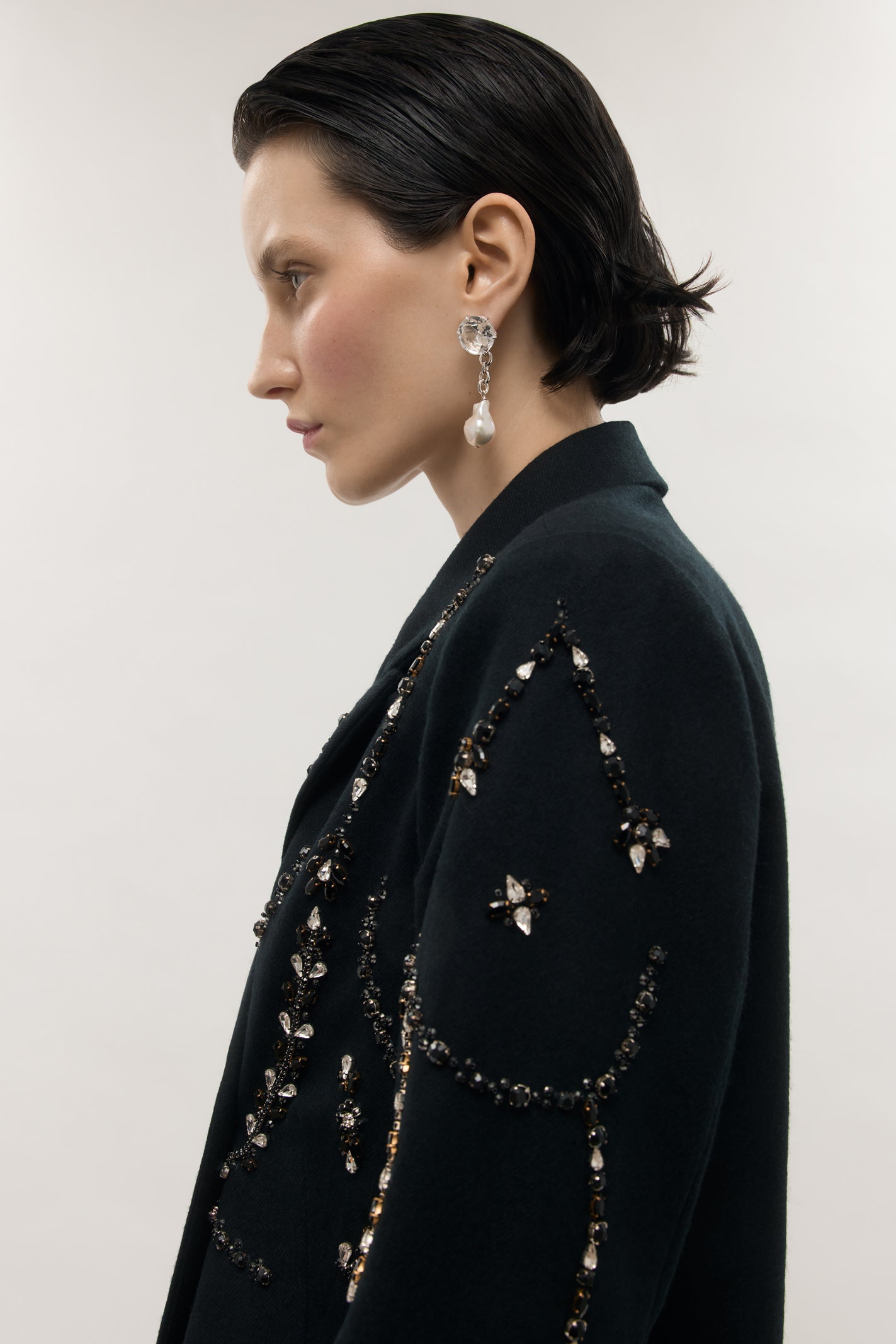 Lola Modular Pearl and Crystal Earrings - Silver