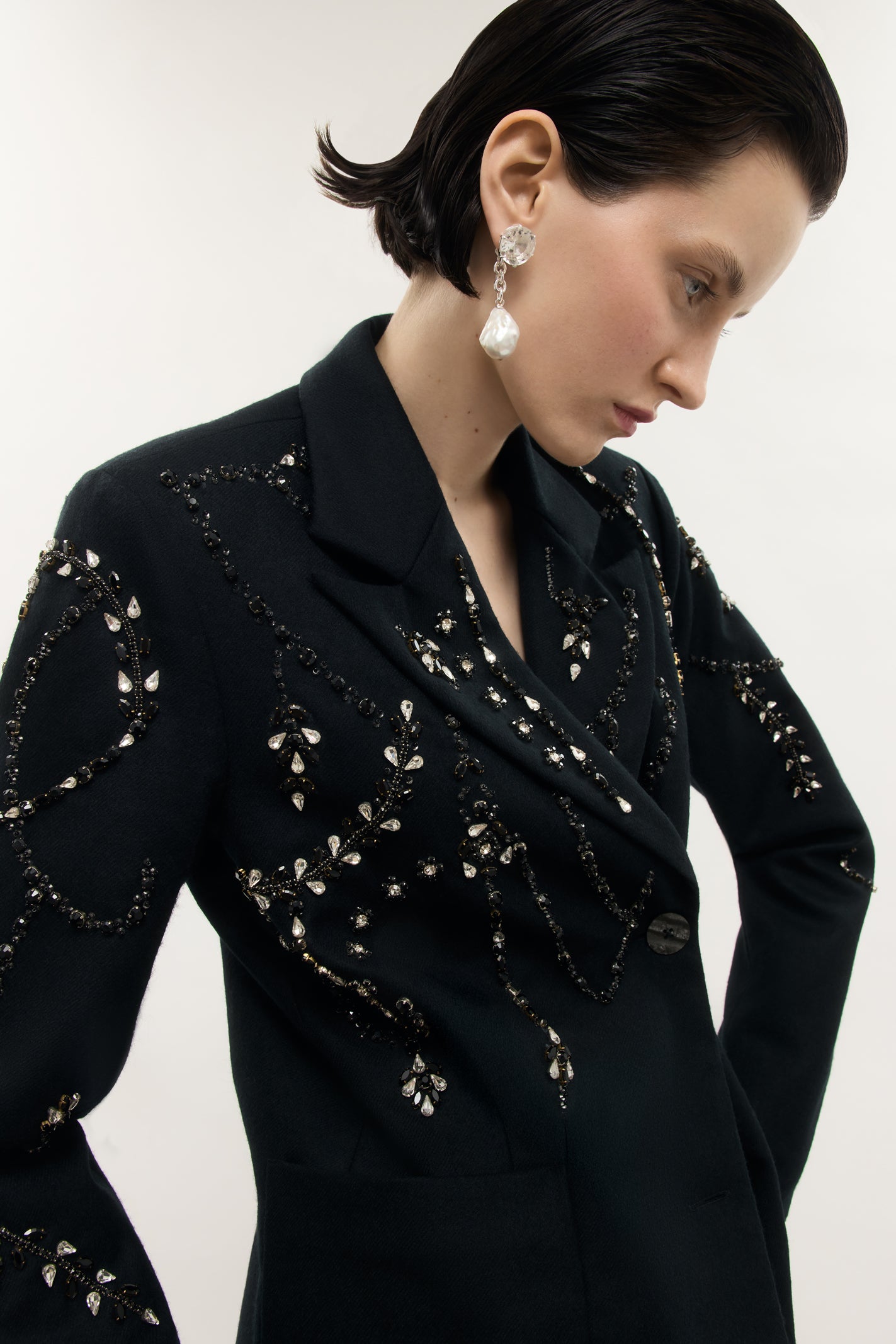 Lola Modular Pearl and Crystal Earrings - Silver