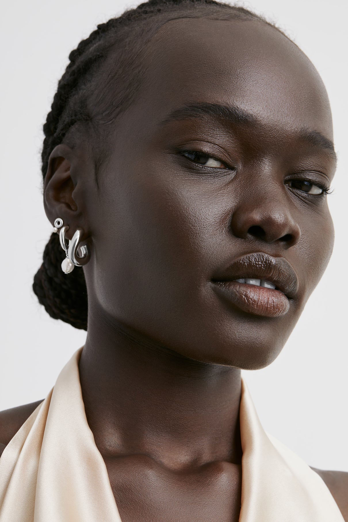 Aston Pearl Hoops - Silver