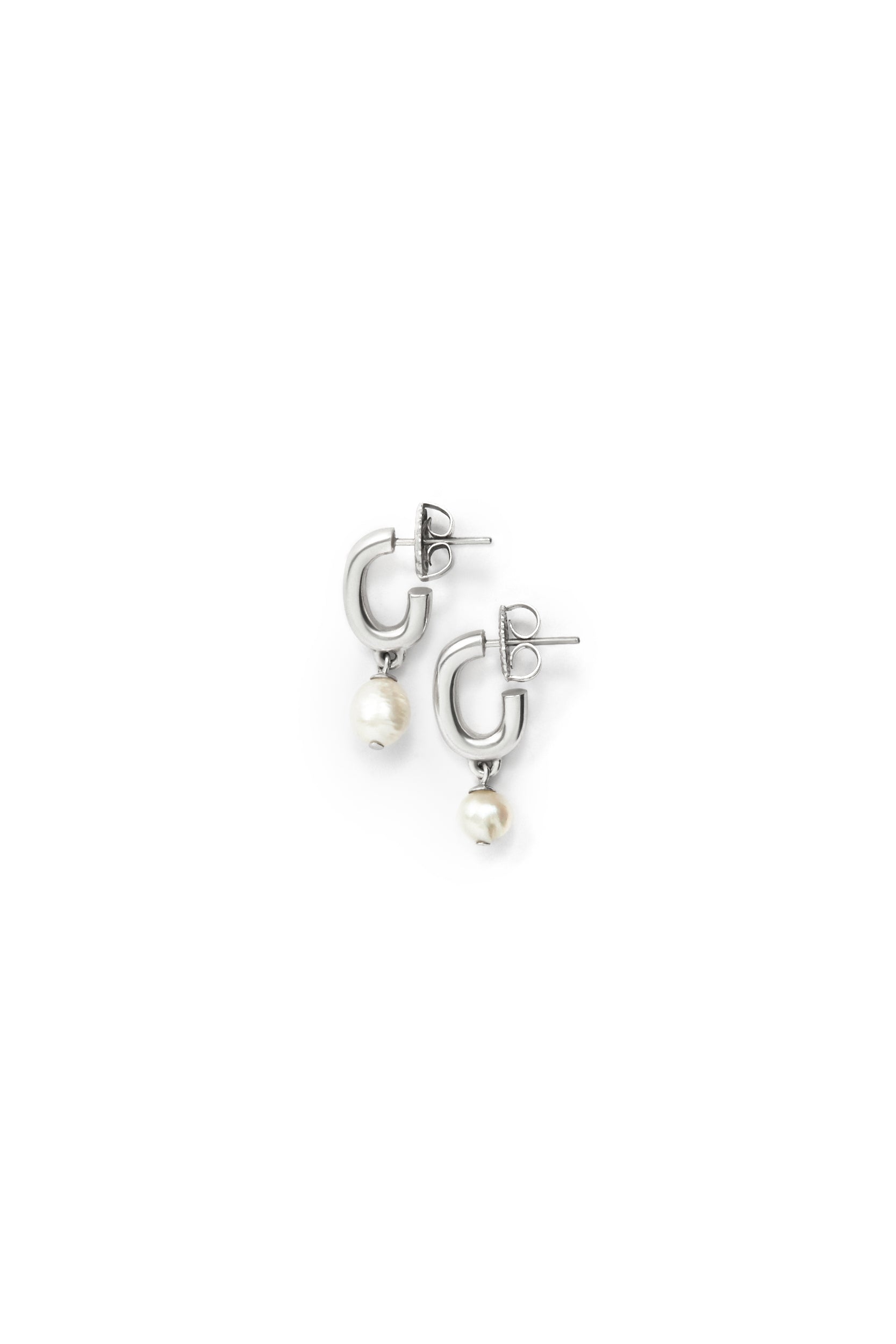 Aston Pearl Hoops - Sterling Silver