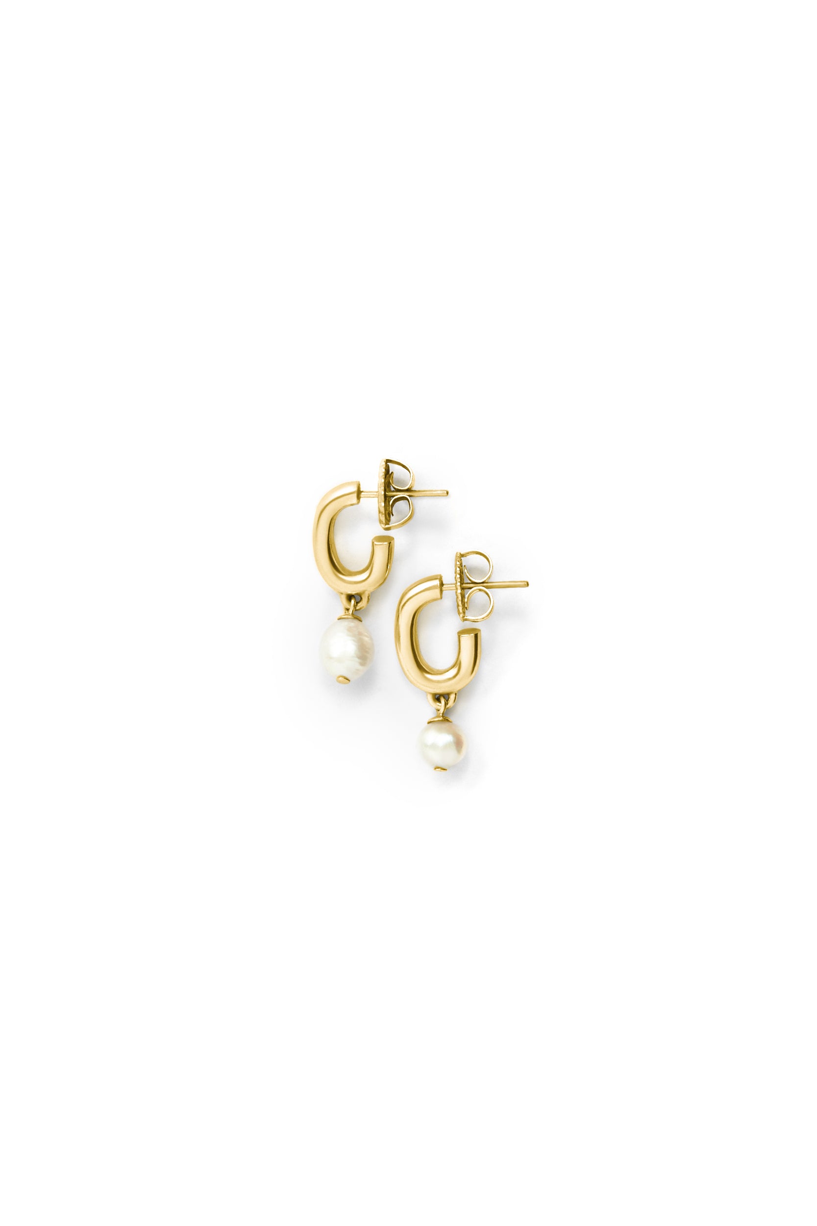 Aston Pearl Hoops - Gold Vermeil