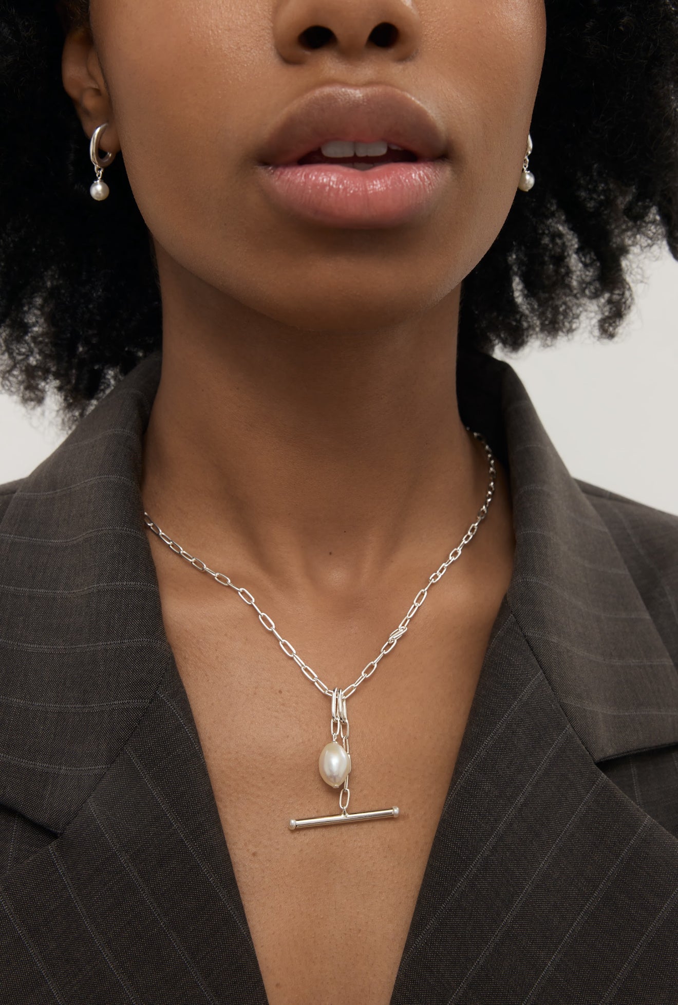 Aston Pearl Hoops - Sterling Silver
