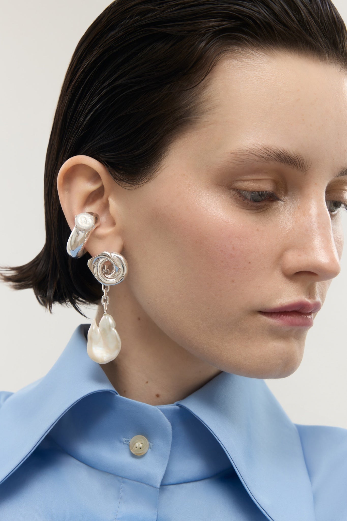 Mia Pearl Ear Cuff - Silver