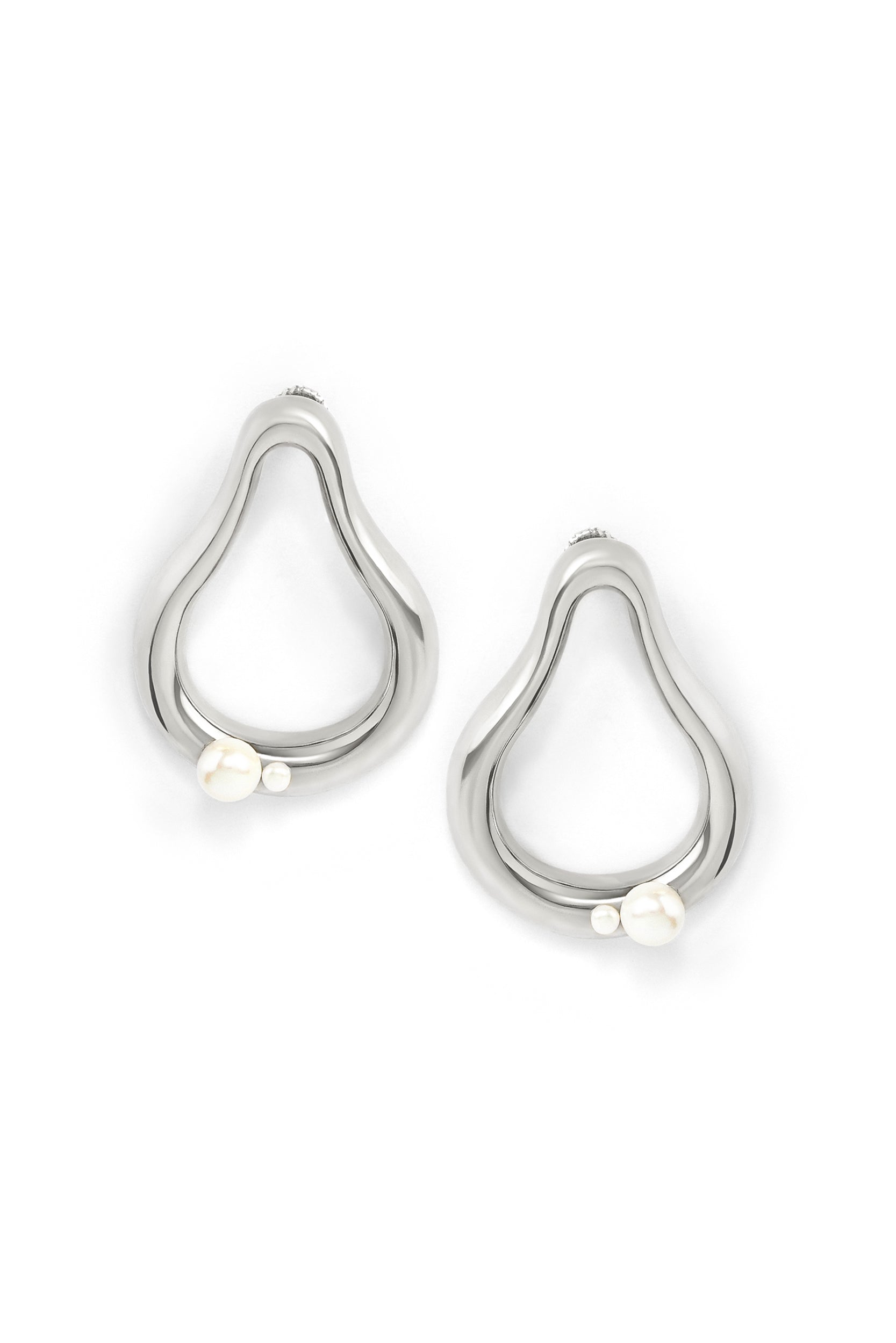 Amelie Pearl Earrings - Silver