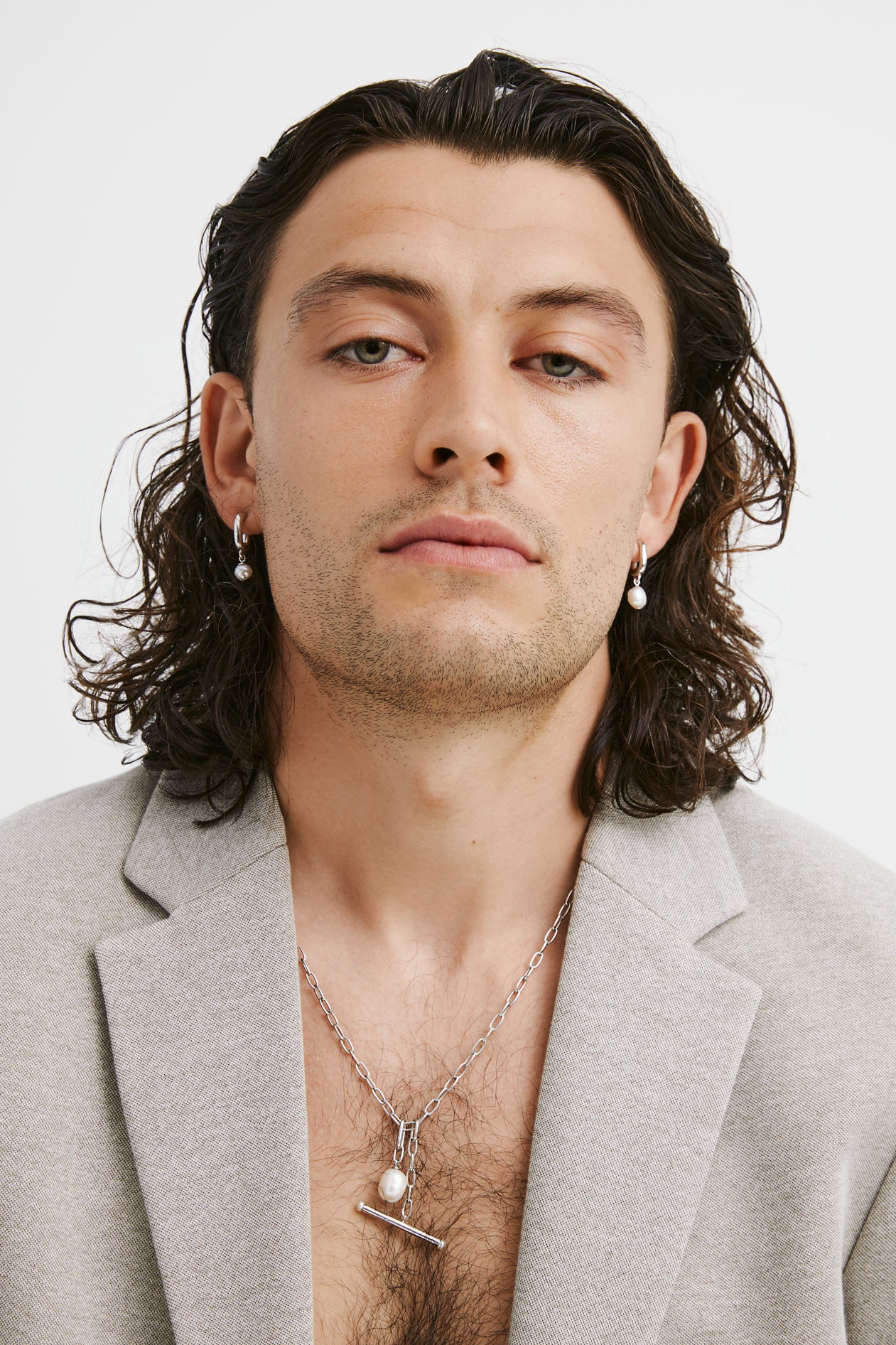 Aston Pearl Hoops - Silver