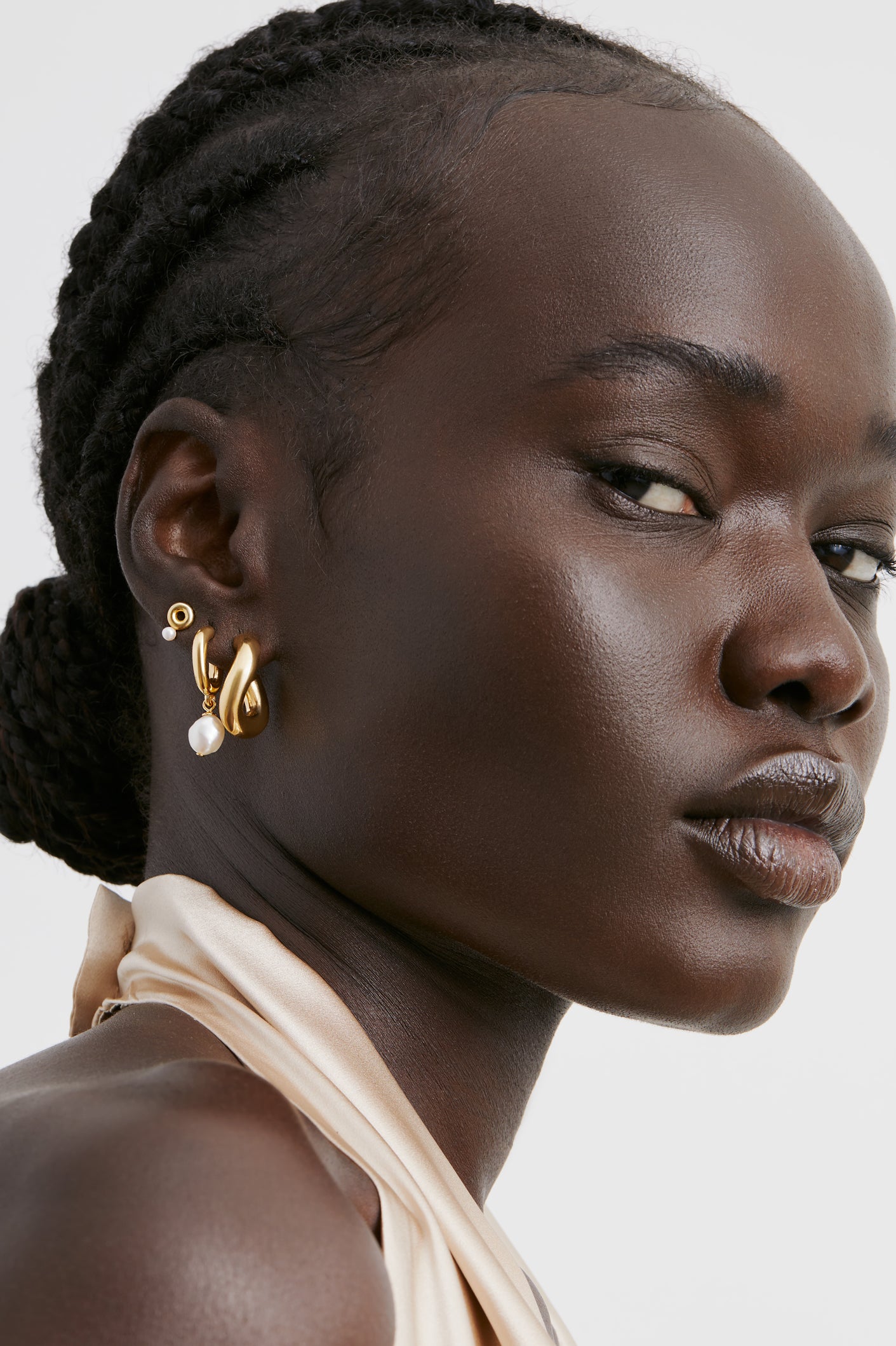 Aston Pearl Hoops - Gold Vermeil