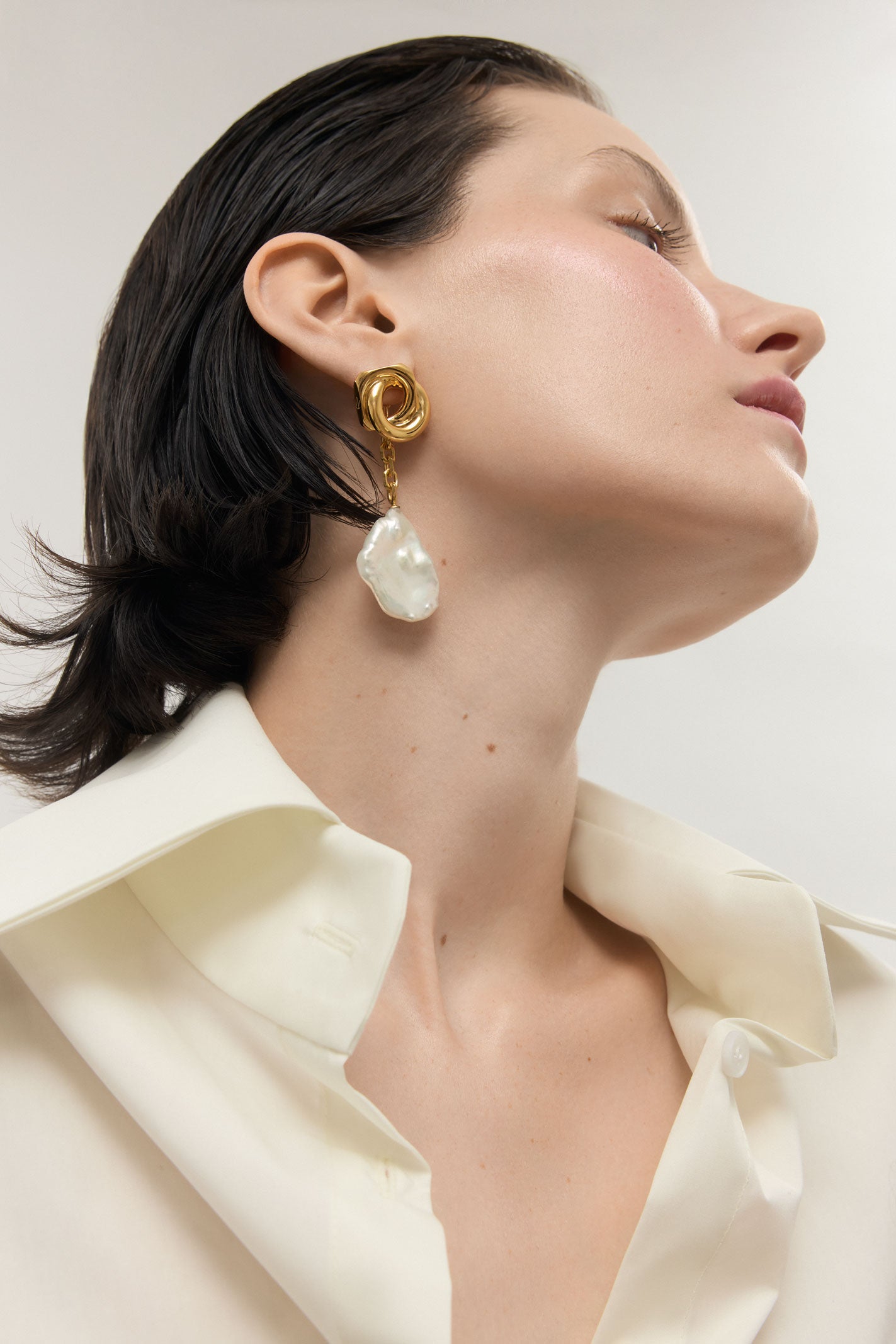 Valentina Modular Pearl Earrings - Gold Plated