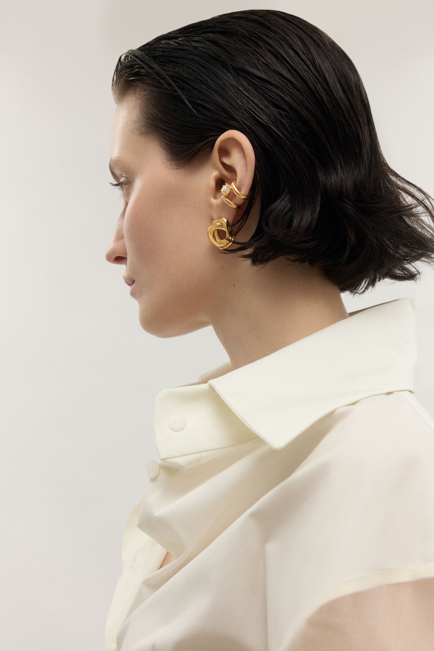 Valentina Modular Pearl Earrings - Gold Plated