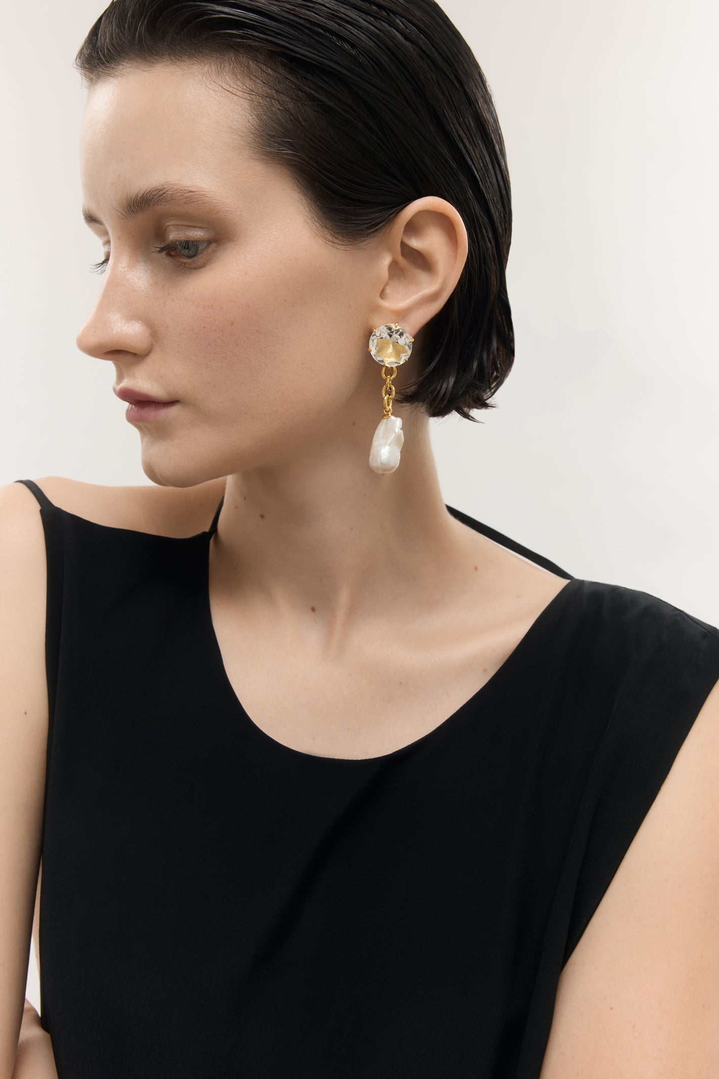 Lola Modular Pearl and Crystal Earrings - Gold
