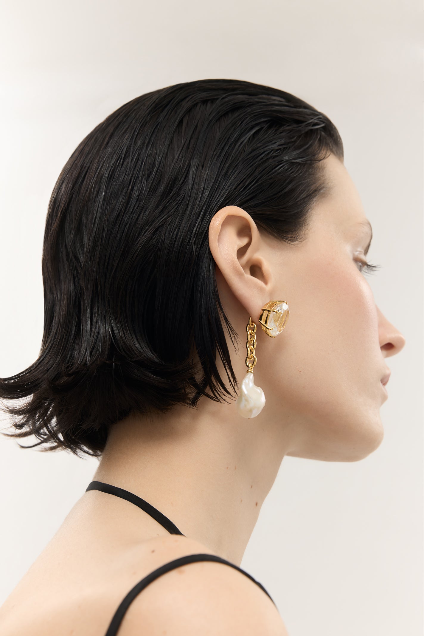 Lola Modular Pearl and Crystal Earrings - Gold