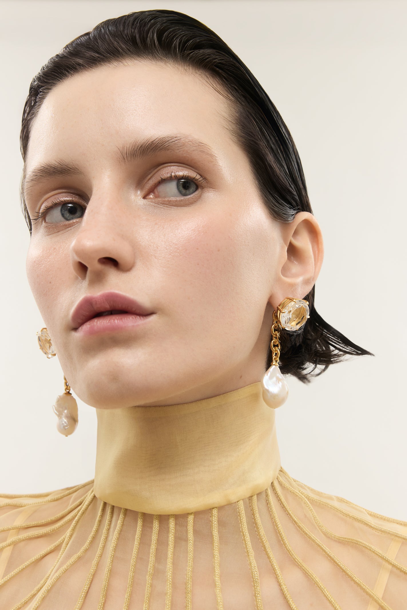 Lola Modular Pearl and Crystal Earrings - Gold