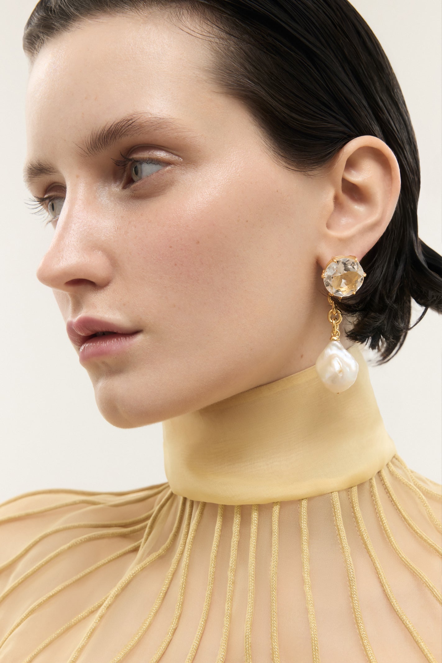 Lola Modular Pearl and Crystal Earrings - Gold