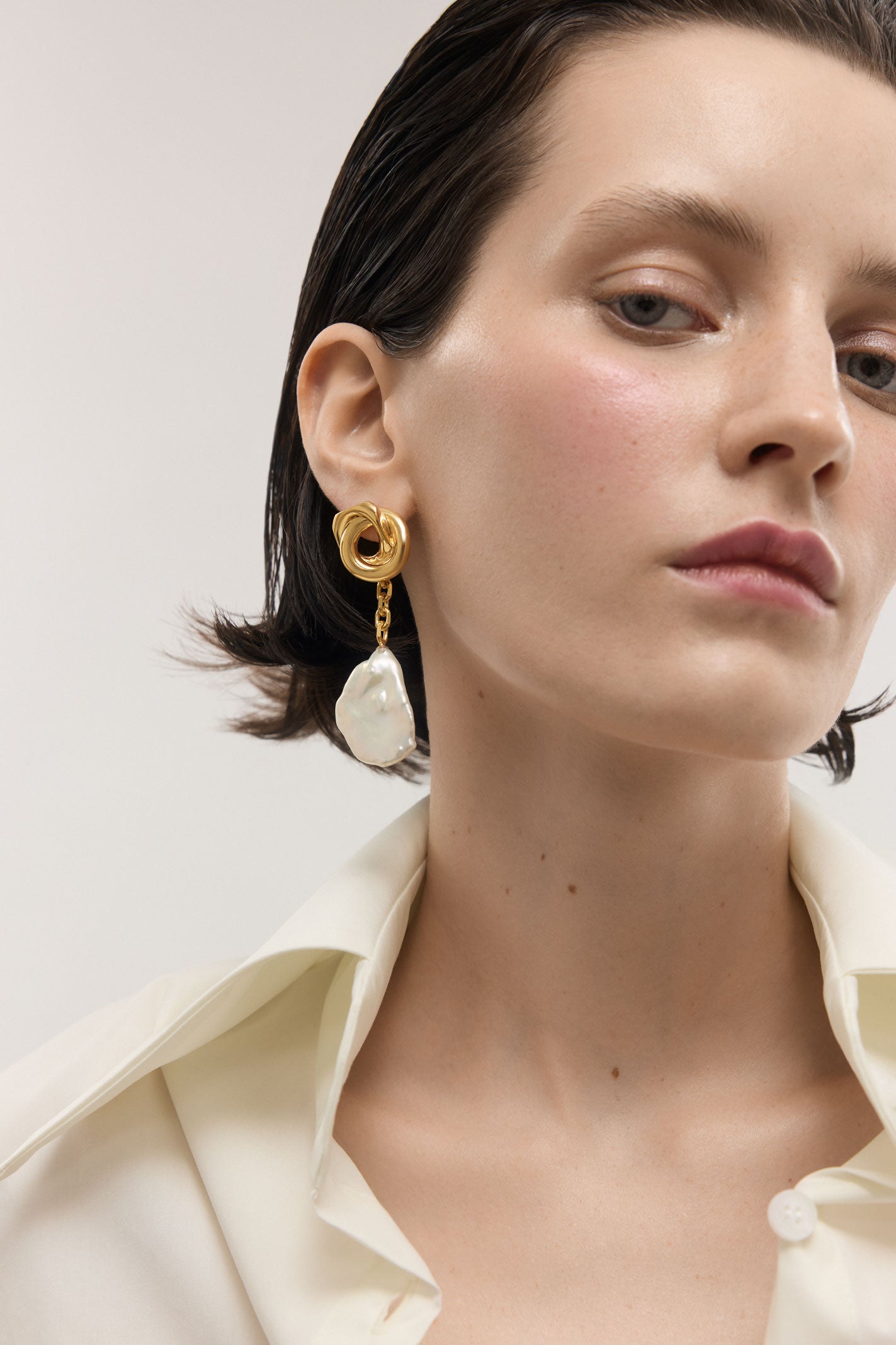 Valentina Modular Pearl Earrings - Gold Plated