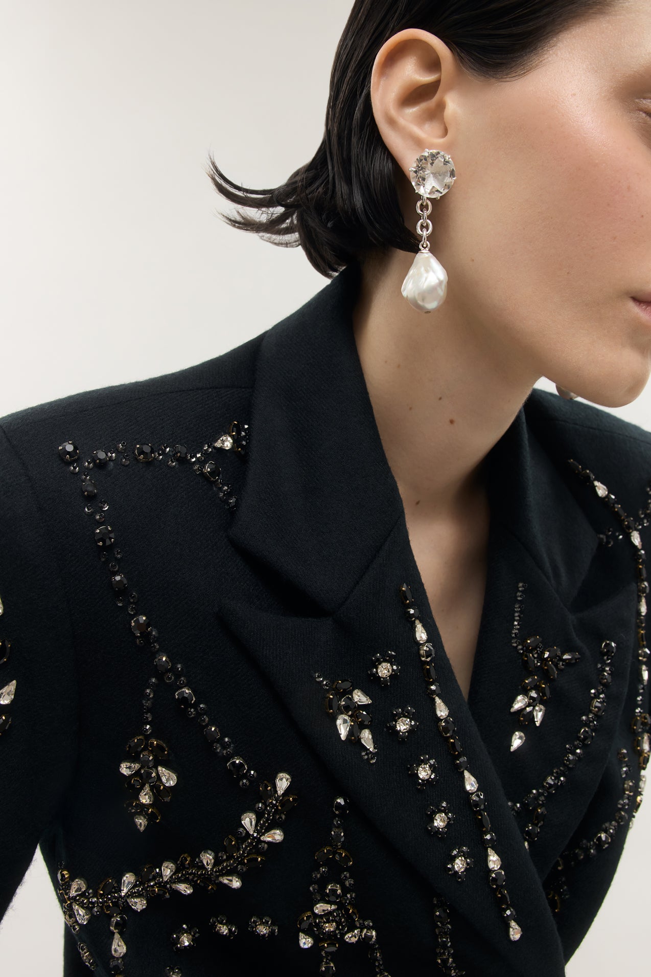 Lola Modular Pearl and Crystal Earrings - Silver