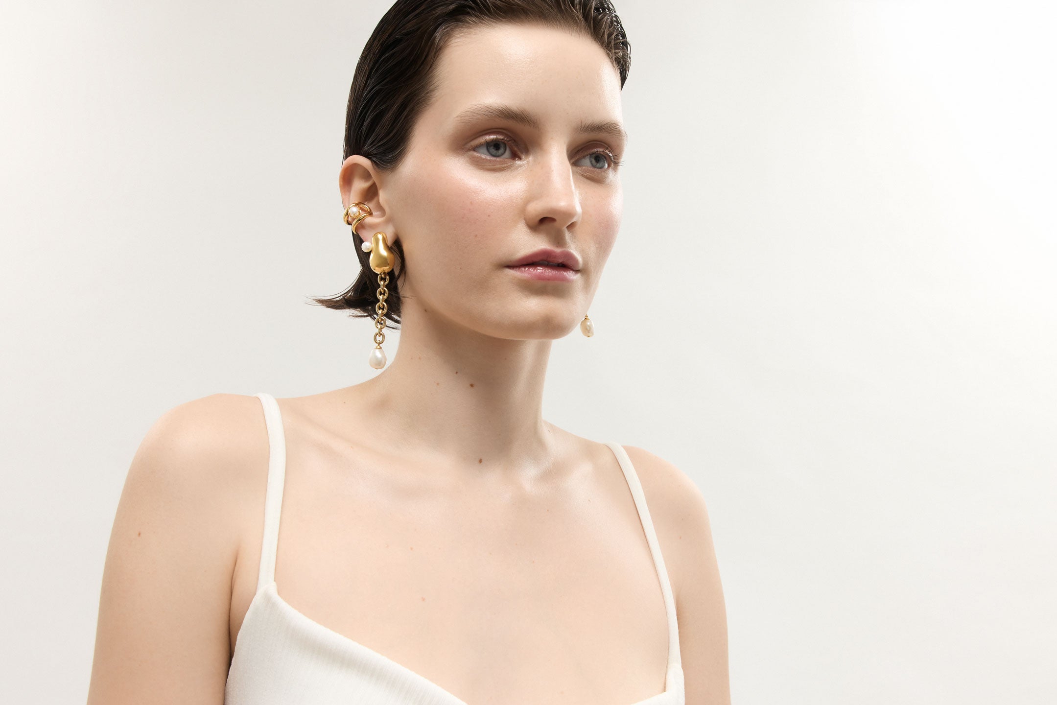 Sloane Modular Pearl Earrings - Gold Vermeil