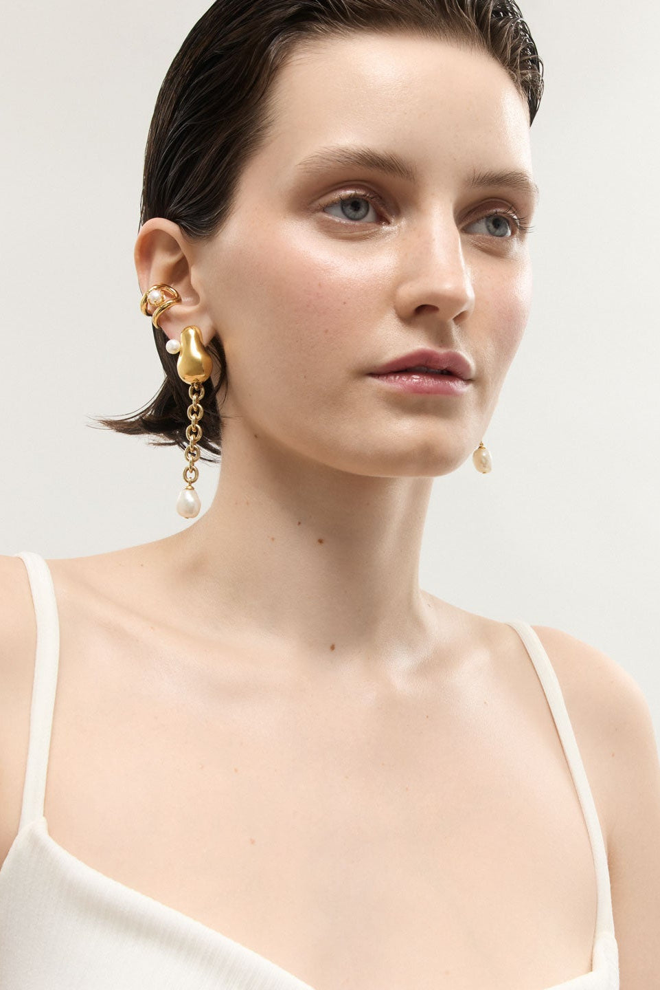 Sloane Modular Pearl Earrings - Gold Vermeil