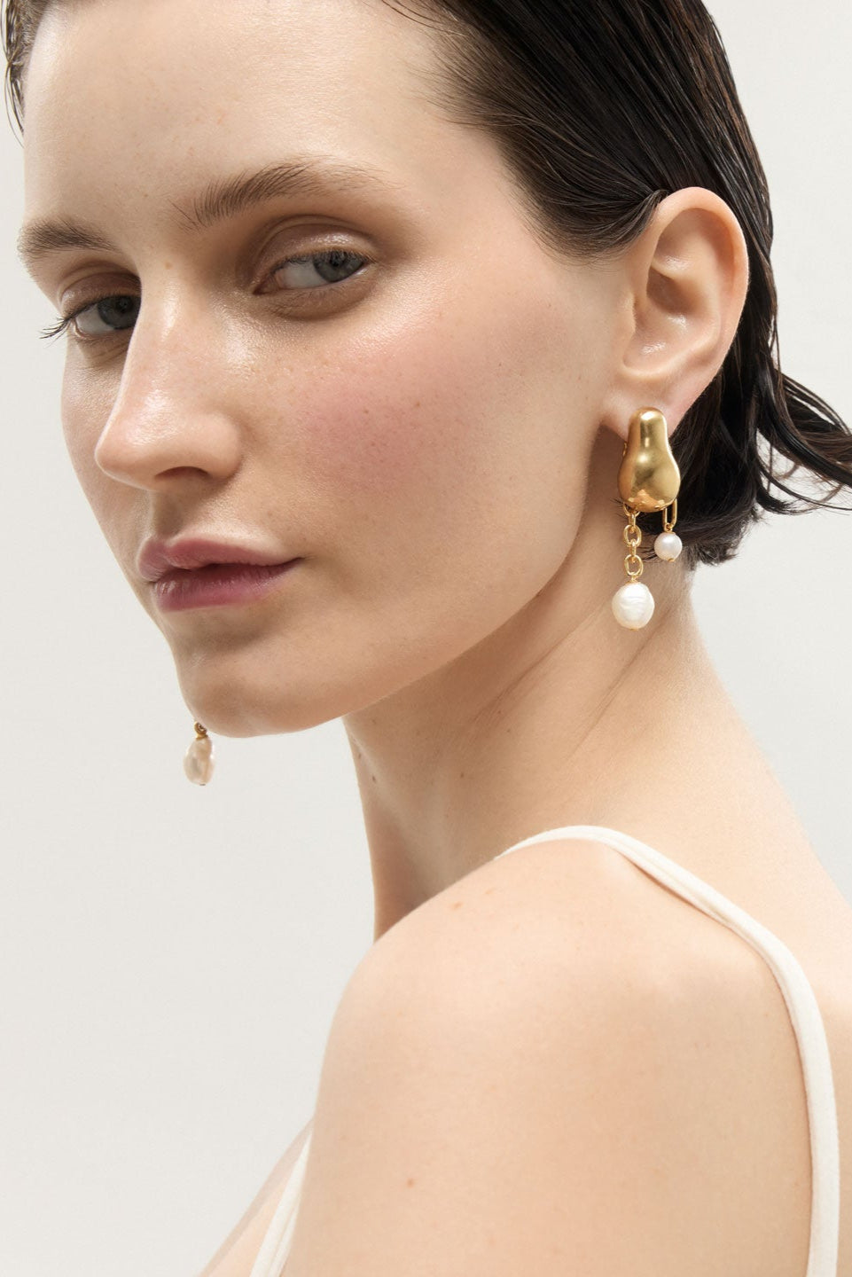 Sloane Modular Pearl Earrings - Gold Vermeil