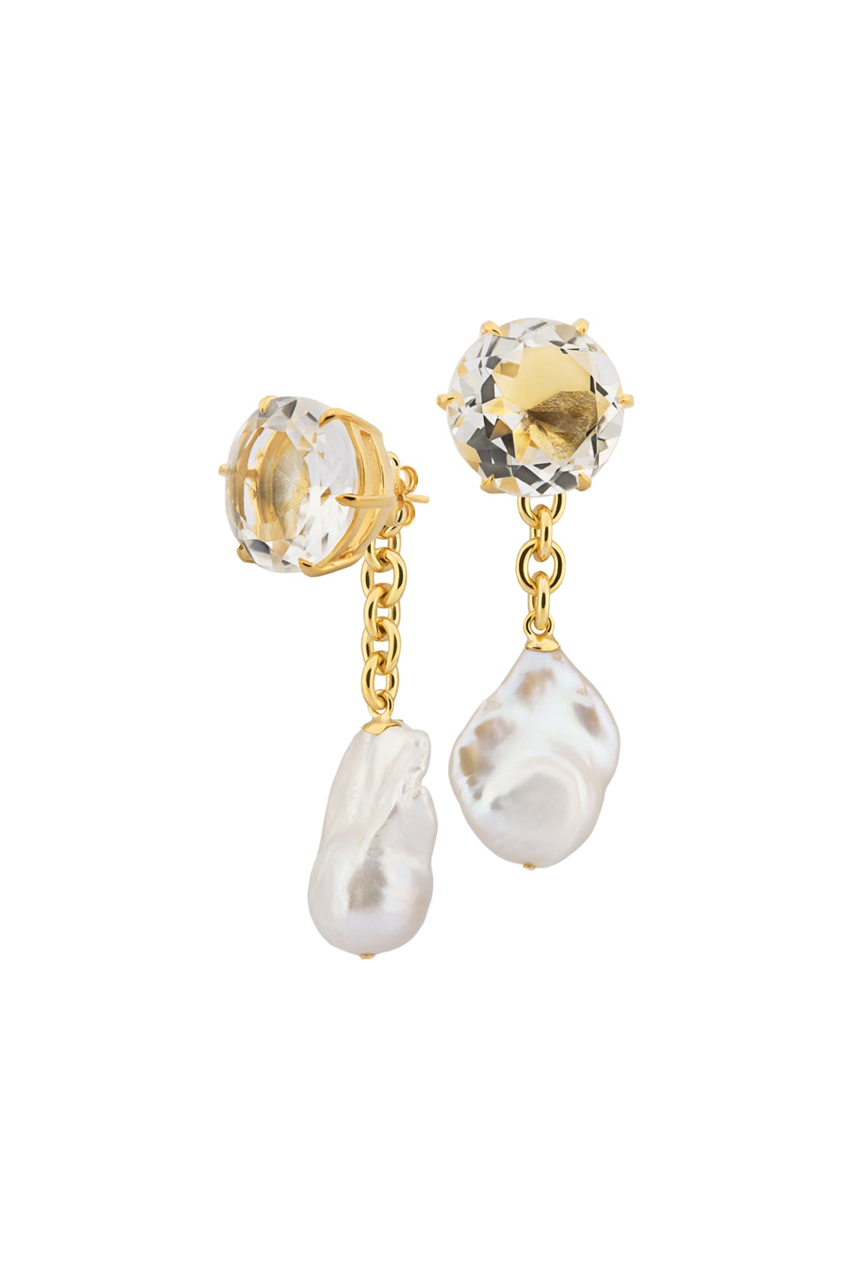 Lola Modular Pearl and Crystal Earrings - Gold